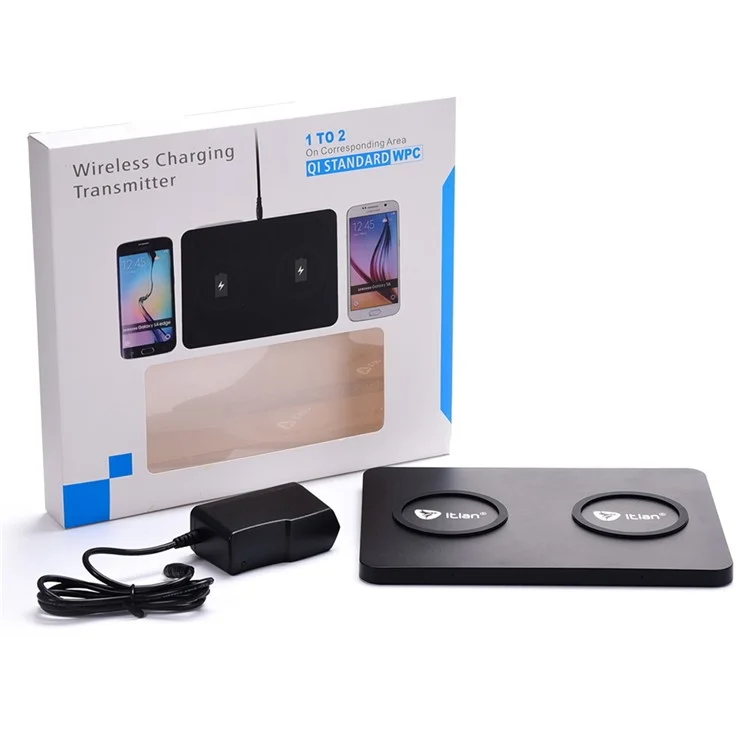 ITIAN Q300 Dual Qi Wireless Charger Charging Pad for iPhone 8/8 Plus/Samsung Galaxy S8/S8+/Note5 S6/S6 edge+/ LG G4 etc. - EU Plug