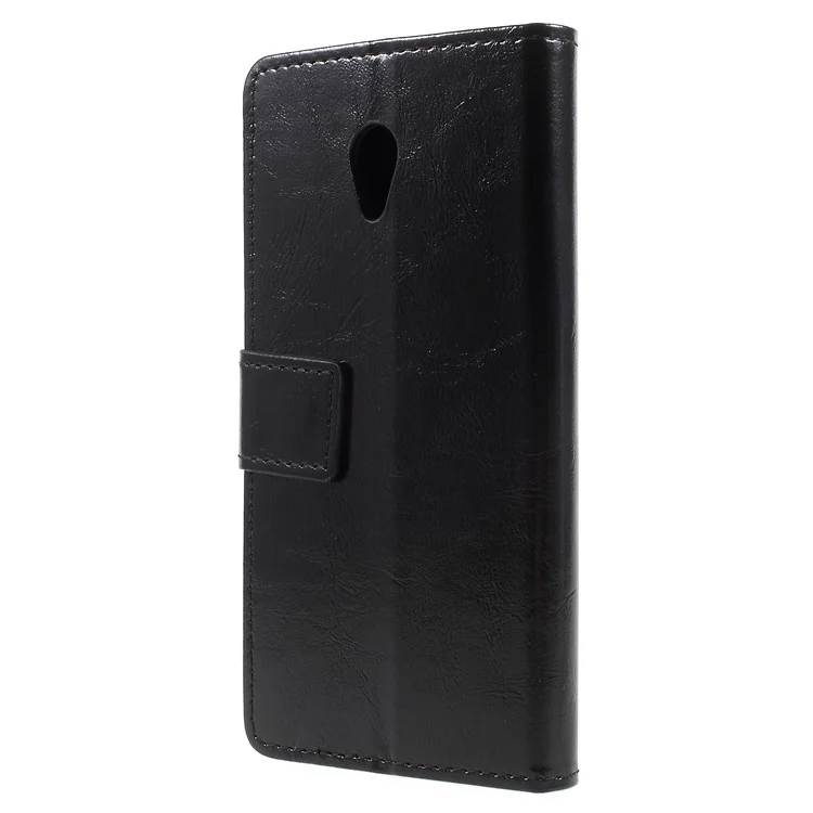 Crazy Horse Magnetic Stand Wallet Leather Mobile Phone Case for Alcatel U5 (3G Version) - Black