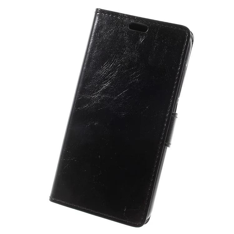 Crazy Horse Magnetic Stand Wallet Leather Mobile Phone Case for Alcatel U5 (3G Version) - Black