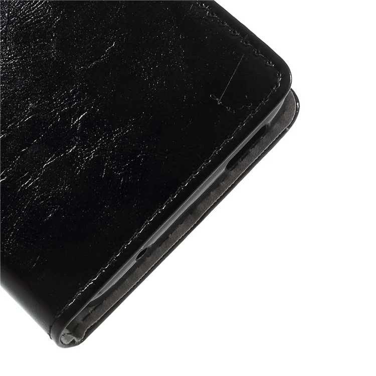Crazy Horse Magnetic Stand Wallet Leather Mobile Phone Case for Alcatel U5 (3G Version) - Black