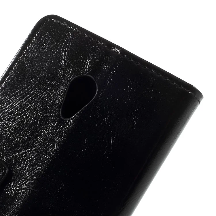 Crazy Horse Magnetic Stand Wallet Leather Mobile Phone Case for Alcatel U5 (3G Version) - Black
