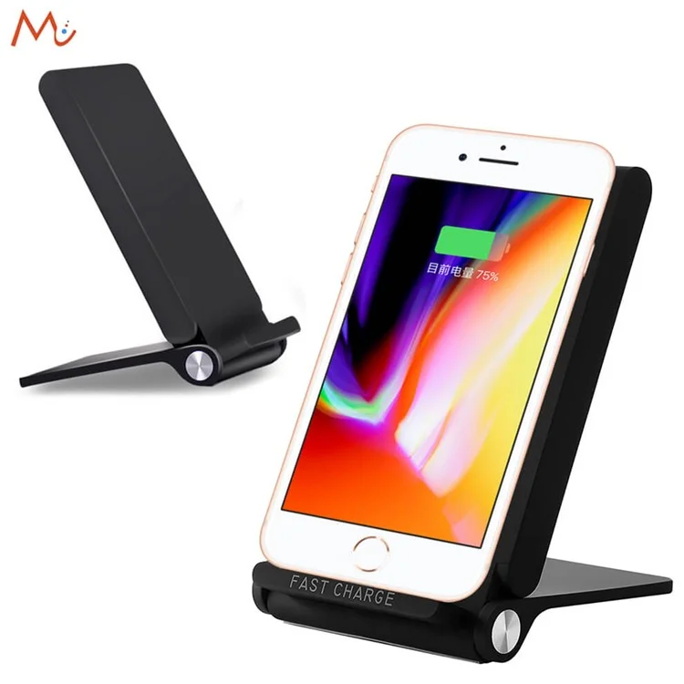3-Coil Qi Wireless Charging Stand Foldable Wireless Charging Pad for iPhone X/8/8 Plus, Samsung Note 8/S8 (Not Support FOD Function)