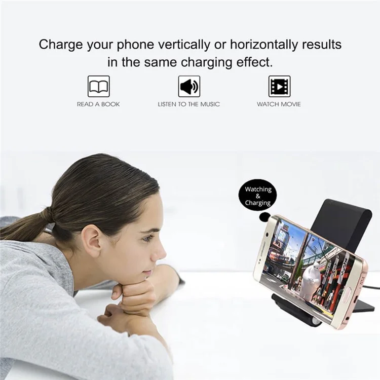 3-Coil Qi Wireless Charging Stand Foldable Wireless Charging Pad for iPhone X/8/8 Plus, Samsung Note 8/S8 (Not Support FOD Function)