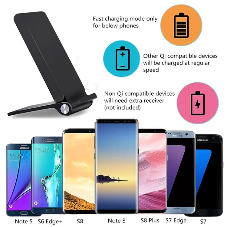 3-Coil Qi Wireless Charging Stand Foldable Wireless Charging Pad for iPhone X/8/8 Plus, Samsung Note 8/S8 (Not Support FOD Function)