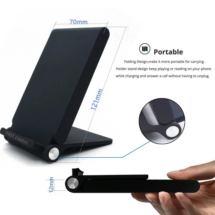 3-Coil Qi Wireless Charging Stand Foldable Wireless Charging Pad for iPhone X/8/8 Plus, Samsung Note 8/S8 (Not Support FOD Function)