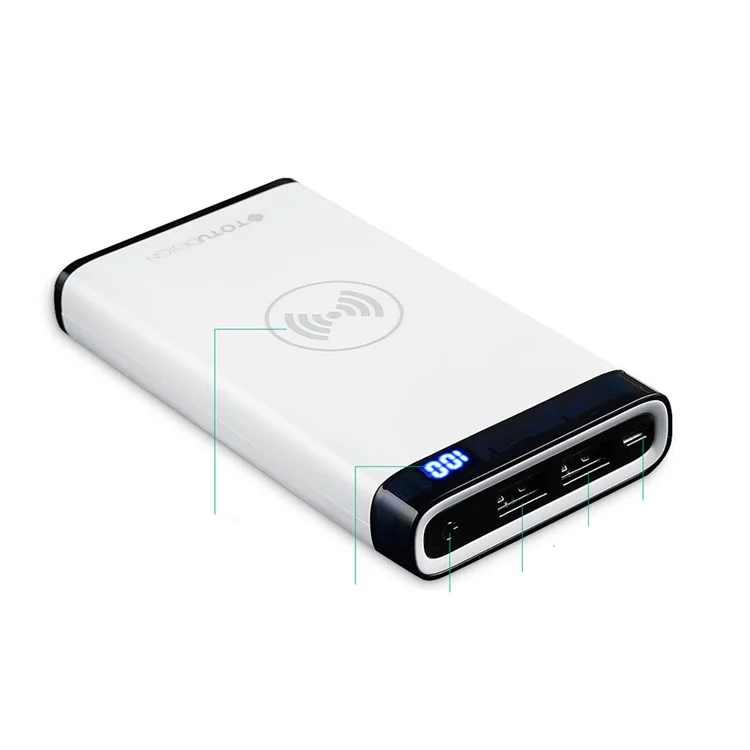 TOTU 8000mAh Qi Wireless Charging Power Bank Dual USB Output LCD Display Power Bank for iPhone X/8/8 Plus