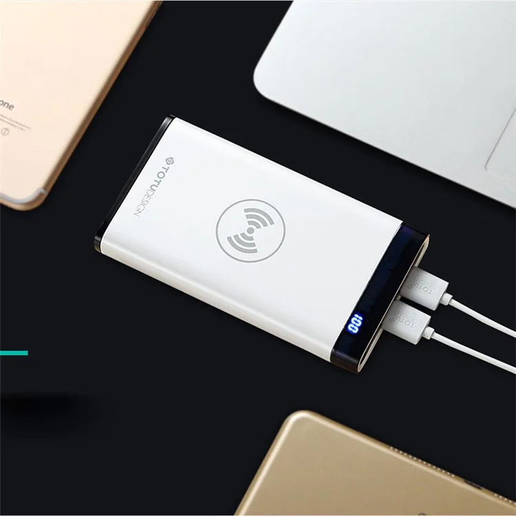 TOTU 8000mAh Qi Wireless Charging Power Bank Dual USB Output LCD Display Power Bank for iPhone X/8/8 Plus