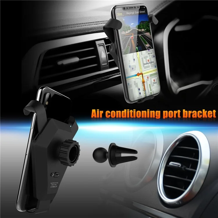 Multi-purpose Car Fast Wireless Charger Qi Wireless Charging Stand for iPhone X/8/8 Plus, Clamp Width: 4.5-9cm
