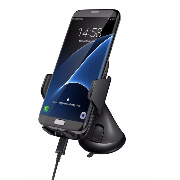 GY-A10 5V/1A Qi Wireless Charger + Suction Cup Car Mount Phone Holder for iPhone X/8 Plus/8 etc.