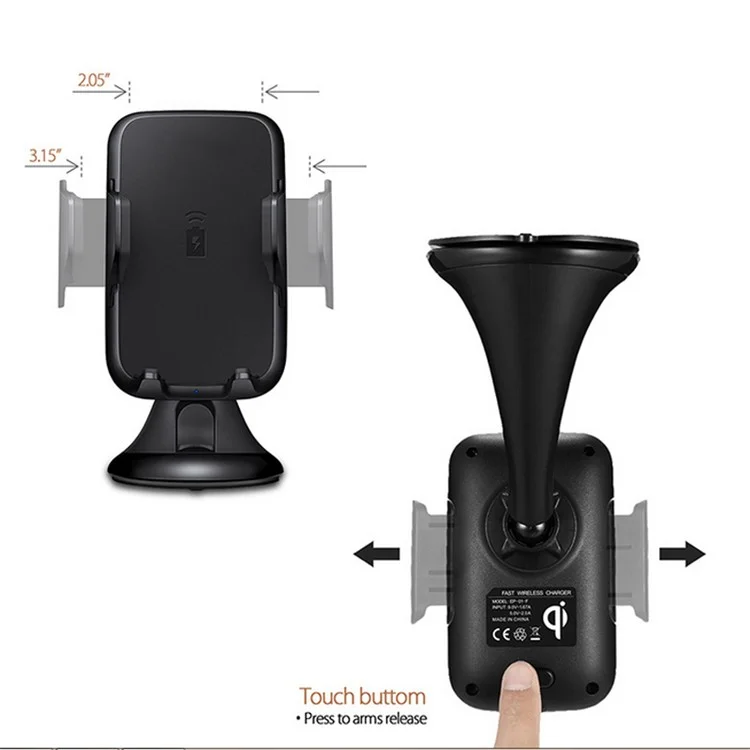 GY-A10 5V/1A Qi Wireless Charger + Suction Cup Car Mount Phone Holder for iPhone X/8 Plus/8 etc.