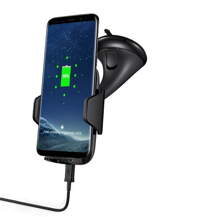 GY-A10 Suction Cup Car Mobile Phone Holder Qi Wireless Charger for iPhone X/8 Plus/8 Etc.