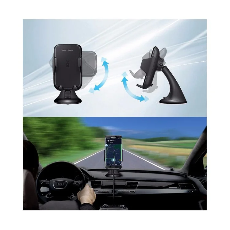 GY-A10 Suction Cup Car Mobile Phone Holder Qi Wireless Charger for iPhone X/8 Plus/8 Etc.