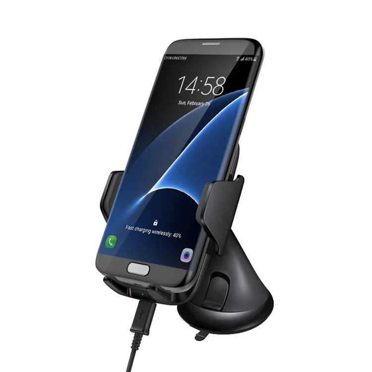 GY-A10 Suction Cup Car Mobile Phone Holder Qi Wireless Charger for iPhone X/8 Plus/8 Etc.