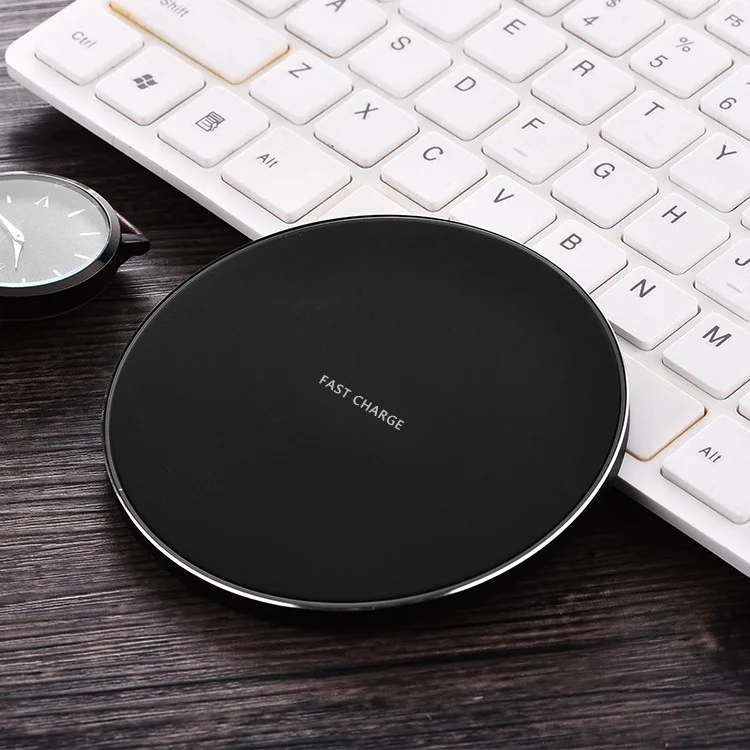 GY-68 Round Qi Wireless Fast Charging Pad for iPhone X/8/8Plus, etc. - Black