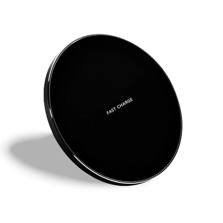 GY-68 Round Qi Wireless Fast Charging Pad for iPhone X/8/8Plus, etc. - Black