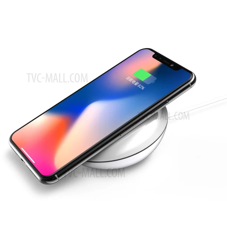 DEVIA Non-pole Series Round Wireless Fast Charging Pad for iPhone X/8/8 Plus/Samsung Galaxy Note8/S8/S7/S6 Etc - White
