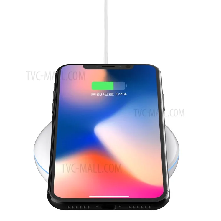 DEVIA Non-pole Series Round Wireless Fast Charging Pad for iPhone X/8/8 Plus/Samsung Galaxy Note8/S8/S7/S6 Etc - White