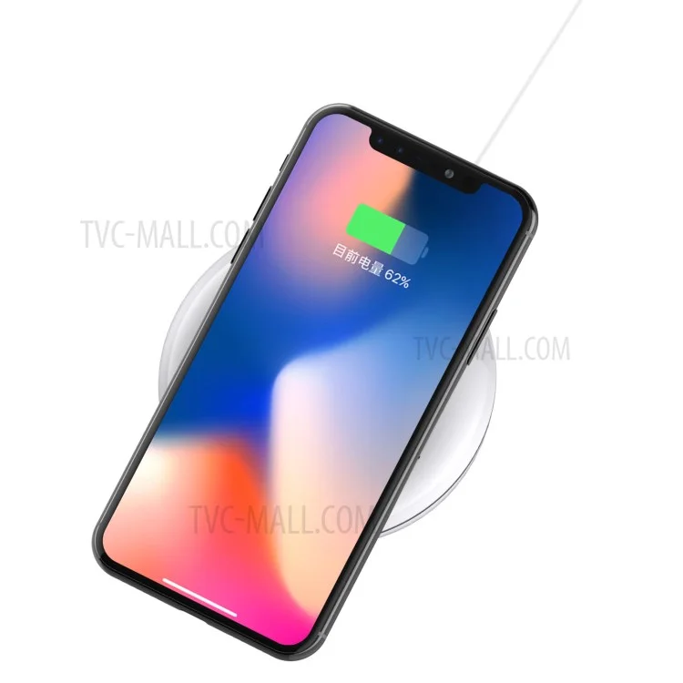 DEVIA Non-pole Series Round Wireless Fast Charging Pad for iPhone X/8/8 Plus/Samsung Galaxy Note8/S8/S7/S6 Etc - White
