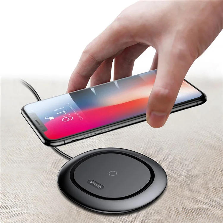 BASEUS UFO Ultra-thin Wireless Charging Pad for iPhone X/8/8 Plus, Samsung Note 8 (Not Support FOD Function) - Black