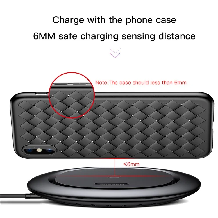 BASEUS UFO Ultra-thin Wireless Charging Pad for iPhone X/8/8 Plus, Samsung Note 8 (Not Support FOD Function) - Black
