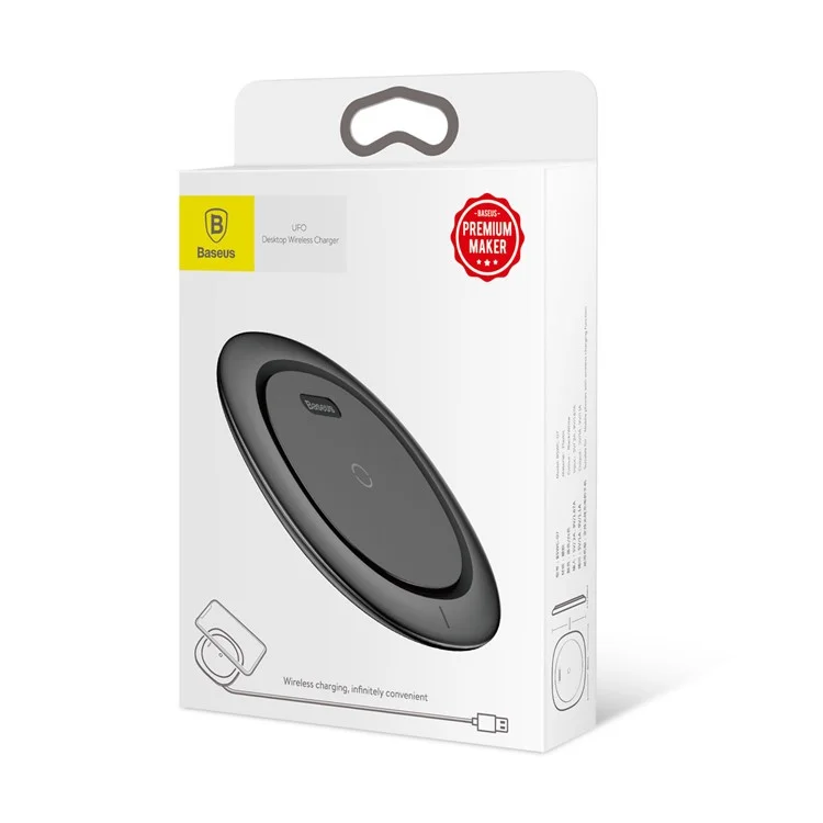 BASEUS UFO Ultra-thin Wireless Charging Pad for iPhone X/8/8 Plus, Samsung Note 8 (Not Support FOD Function) - Black