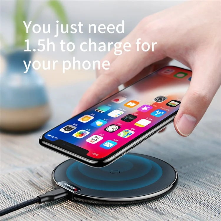 BASEUS IX Wireless Charge Pad Desktop Charge Mat for iPhone X/8/8 Plus, Samsung Note 8 - Black