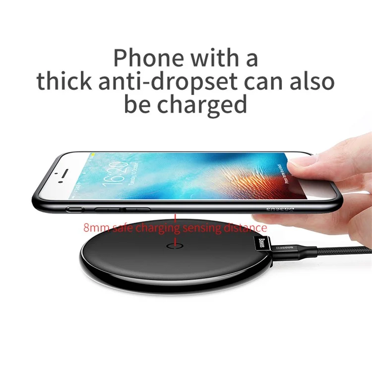 BASEUS IX Wireless Charge Pad Desktop Charge Mat for iPhone X/8/8 Plus, Samsung Note 8 - Black