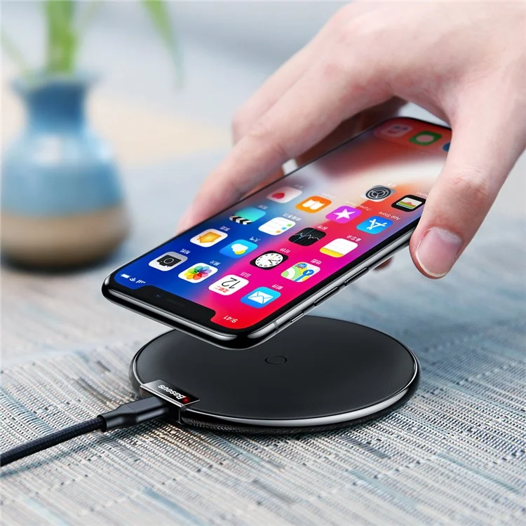 BASEUS IX Wireless Charge Pad Desktop Charge Mat for iPhone X/8/8 Plus, Samsung Note 8 - Black
