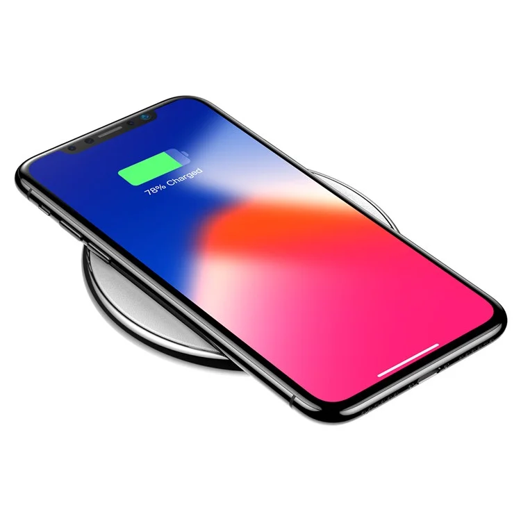 BASEUS IX Wireless Charge Pad Desktop Charge Pad for iPhone X/8/8 Plus, Samsung Note 8 - Silver Color