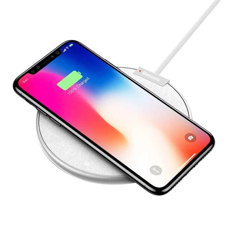 BASEUS IX Wireless Charge Pad Desktop Charge Pad for iPhone X/8/8 Plus, Samsung Note 8 - Silver Color