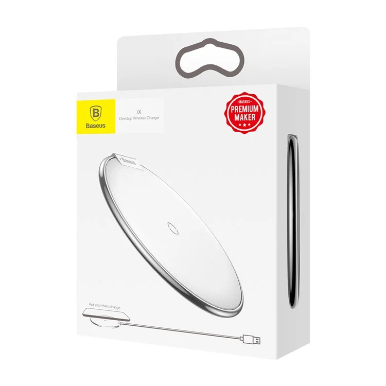BASEUS IX Wireless Charge Pad Desktop Charge Pad for iPhone X/8/8 Plus, Samsung Note 8 - Silver Color