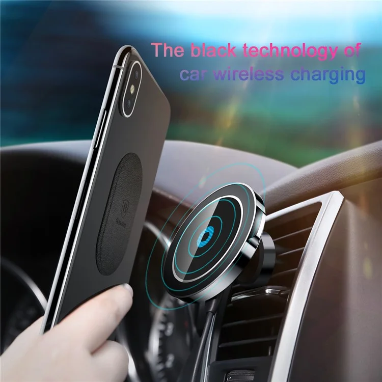Universal Big Ear QC2.0 Wireless Charger Dual Use Magnetic Car Mount Holder for iPhone X/8/8 Plus etc. (Not Support FOD Function)