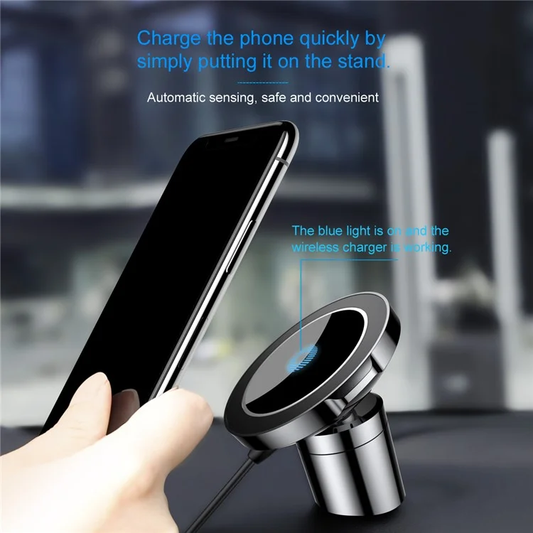 Universal Big Ear QC2.0 Wireless Charger Dual Use Magnetic Car Mount Holder for iPhone X/8/8 Plus etc. (Not Support FOD Function)