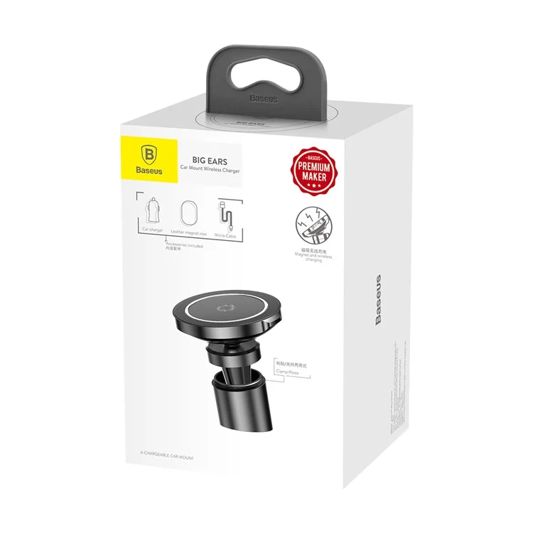 Universal Big Ear QC2.0 Wireless Charger Dual Use Magnetic Car Mount Holder for iPhone X/8/8 Plus etc. (Not Support FOD Function)