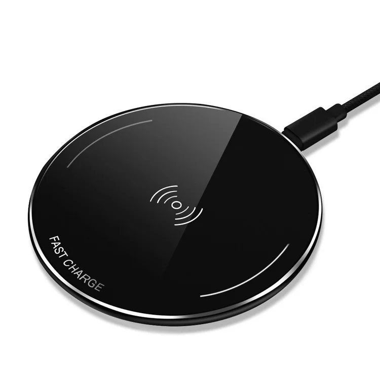WP110 Ultra-thin Metal Fast Qi Wireless Charger for iPhone 8/Samsung Galaxy S8 etc. - Black