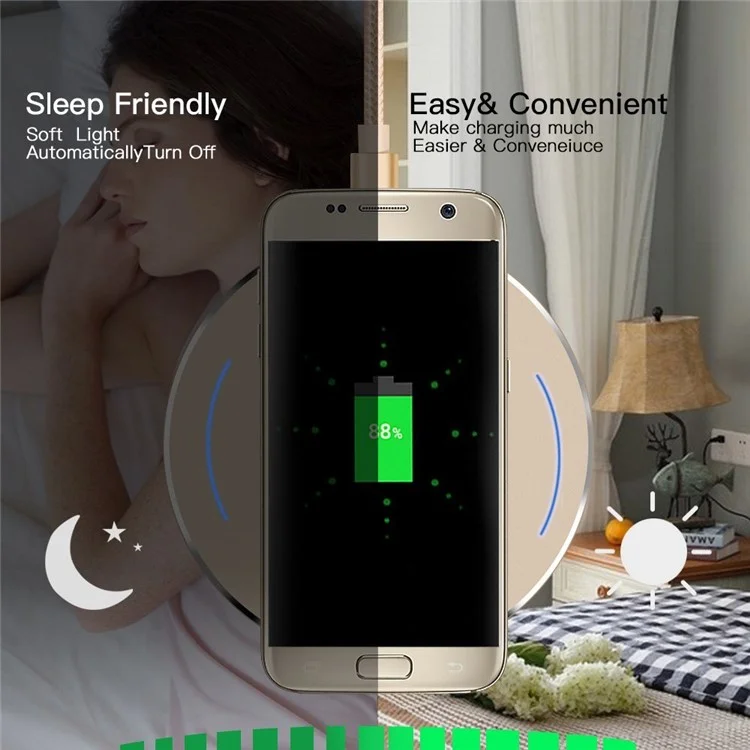 WP110 Ultra-thin Metal Fast Qi Wireless Charger for iPhone 8/Samsung Galaxy S8 etc. - Black