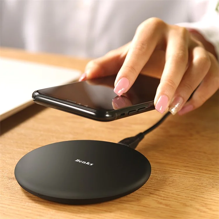 BENKS Hearthstone Qi Wireless Quick Charger Pad for iPhone X/8/8Plus, Samsung S8/S8 Plus - Black