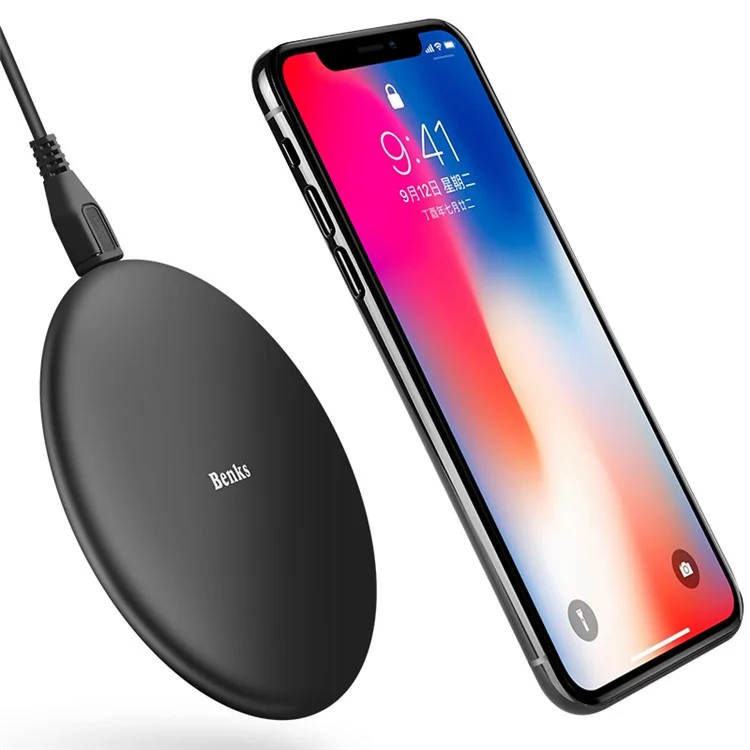 BENKS Hearthstone Qi Wireless Quick Charger Pad for iPhone X/8/8Plus, Samsung S8/S8 Plus - Black
