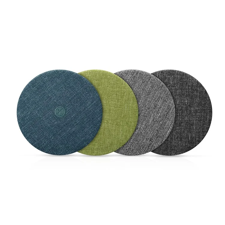 XOOMZ Cloth Texture Portable Fast Charger Wireless Slim Round Shape Charging Pad for iPhone 8/8 Plus Etc. - Black