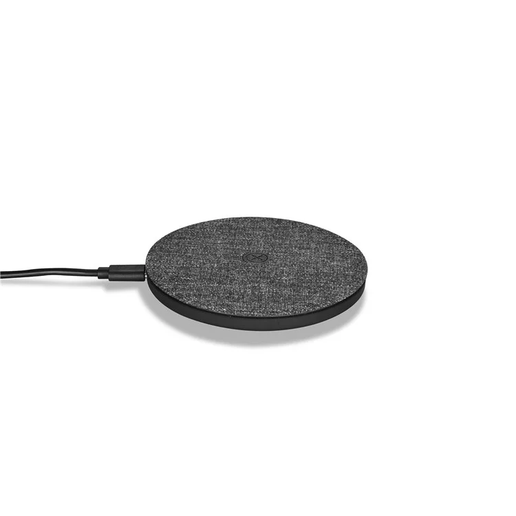 XOOMZ Cloth Texture Portable Fast Charger Wireless Slim Round Shape Charging Pad for iPhone 8/8 Plus Etc. - Black