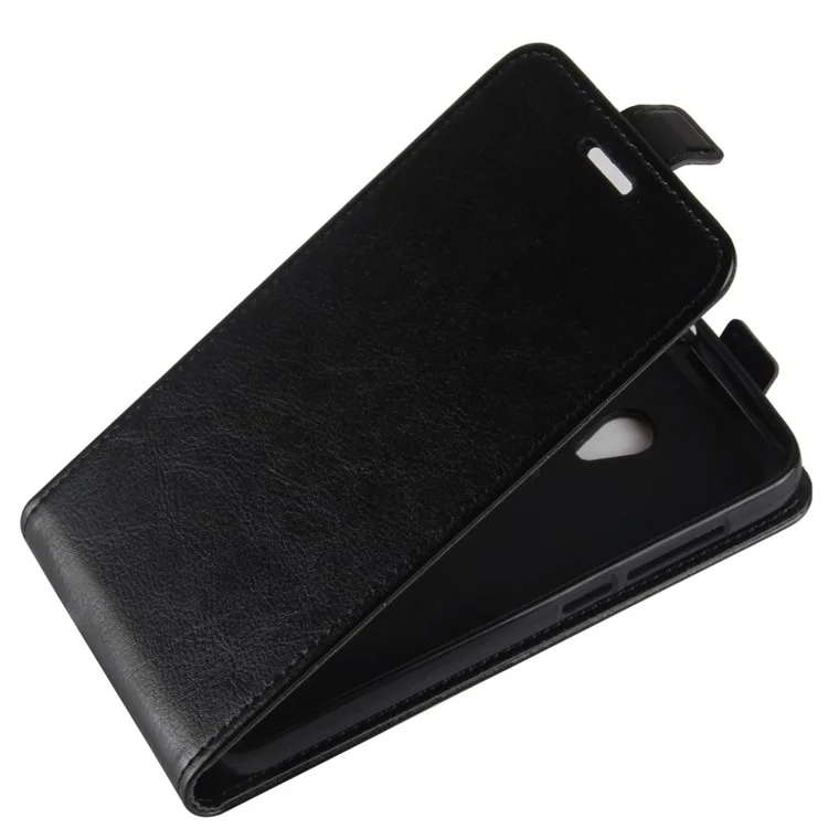 Crazy Horse Texture Vertical Flip Leather Mobile Phone Case Cover with Card/Photo Slot for Alcatel U5 (3G Version) - Black