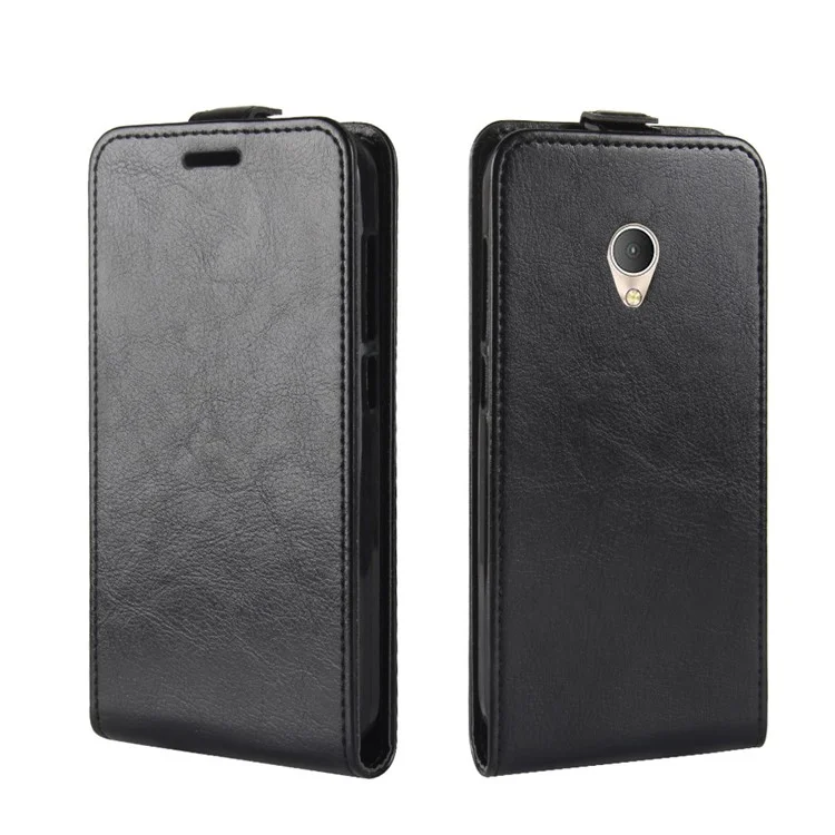For Alcatel U5 HD Crazy Horse Texture Vertical Flip Leather Magnetic Protective Case - Black