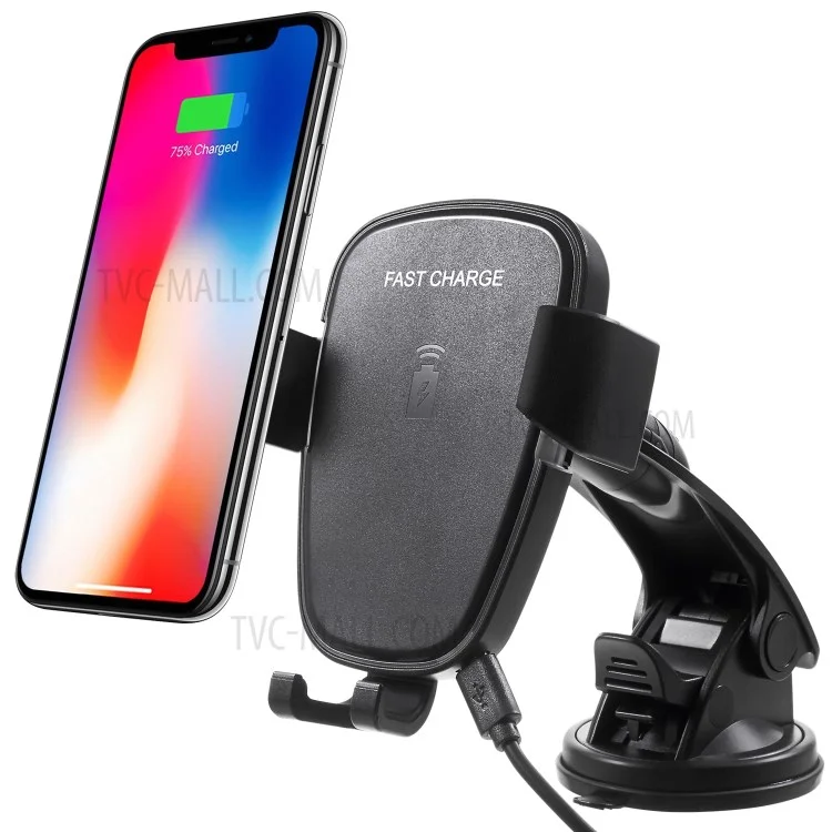 360 Degree Rotation Suction Cup Phone Holder Car Dashboard Windshield Cellphone Wireless Charging Cradle