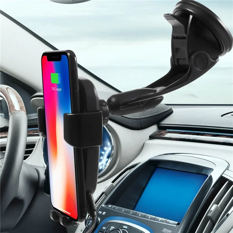 360 Degree Rotation Suction Cup Phone Holder Car Dashboard Windshield Cellphone Wireless Charging Cradle