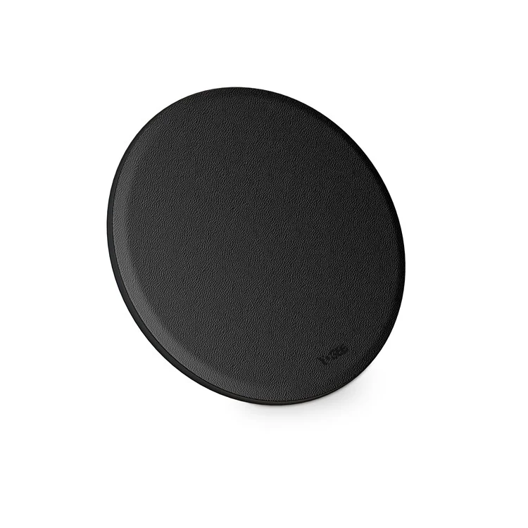 YOGEE YA003 Universal Round PU Leather 10W Qi Wireless Charging Mat for iPhone X/8/8 Plus, Samsung Note 8/S8/S8 Plus - Black