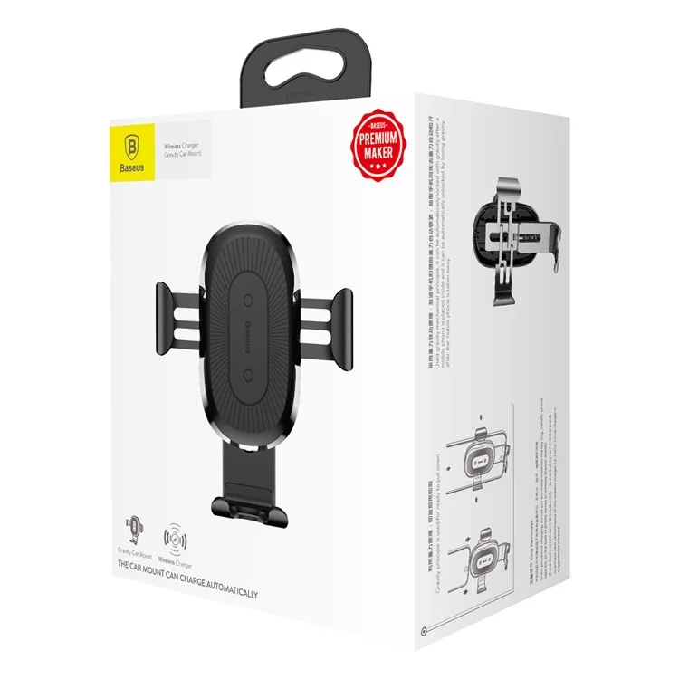 Baseuus Navegação de Carro Carregem Sem Fio Mount Air Breation Phone Selder Suporte Para Iphone 12/12 Pro/12 Mini/12 Pro Max (não Suporta Função Fod) - Preto