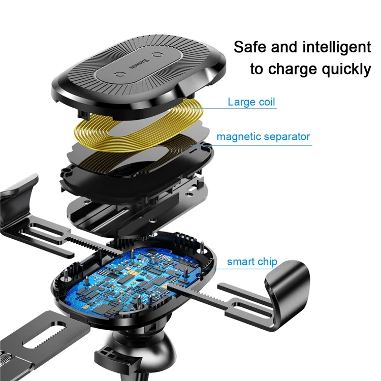 Baseuus Navegação de Carro Carregem Sem Fio Mount Air Breation Phone Selder Suporte Para Iphone 12/12 Pro/12 Mini/12 Pro Max (não Suporta Função Fod) - Preto