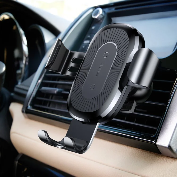 Baseus Car Navigation Car Беспроводная Зарядная Зарядка Air Gravity Holder Dervice Cracket Для Iphone 12/12 Pro/12 Mini/12 Pro Max (не Поддерживает Функцию Fod) - Черный