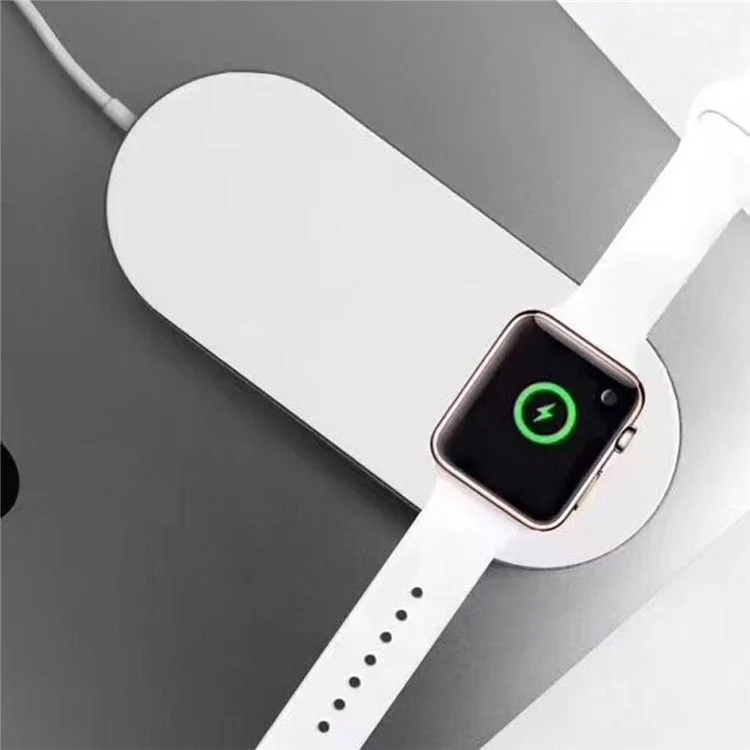 2-em 1 qi Wireless Charger Pad Para Telefone e Apple Watch - Branco