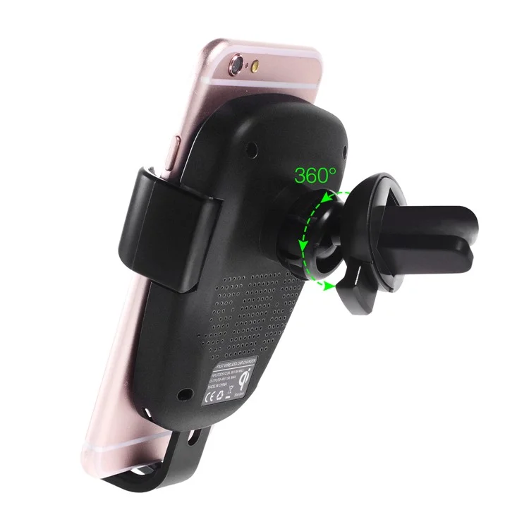360 Degree Rotary Gravity Car Air Vent Mount Qi Wireless Charging Holder for iPhone X/8/8 Plus Etc.